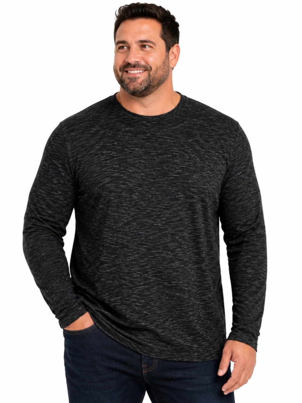 Marc Anthony Men’s Black Heather Long Sleeve Stretch Shirt XXL
